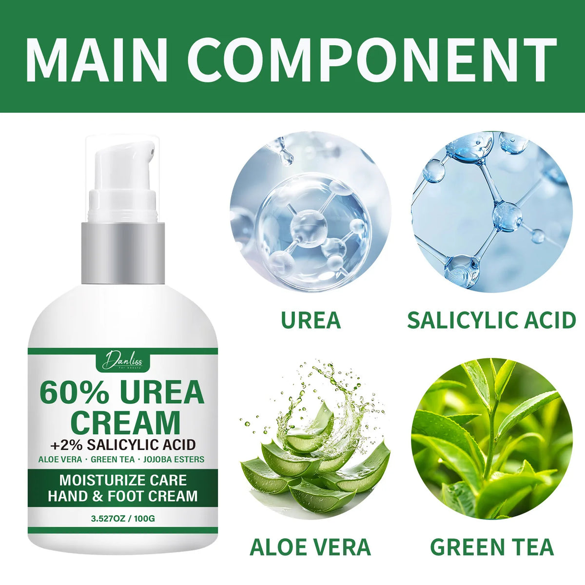 60% Urea Hand & Foot Cream – Salicylic Acid, Aloe & Green Tea Hand & Foot Cream Qst