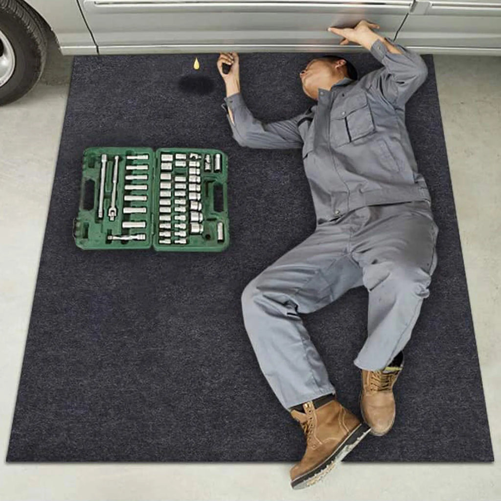 Absorbent Car Maintenance Mat – Soft Padded Floor Mat 36"x60" Car Maintenance Mat Qme gray