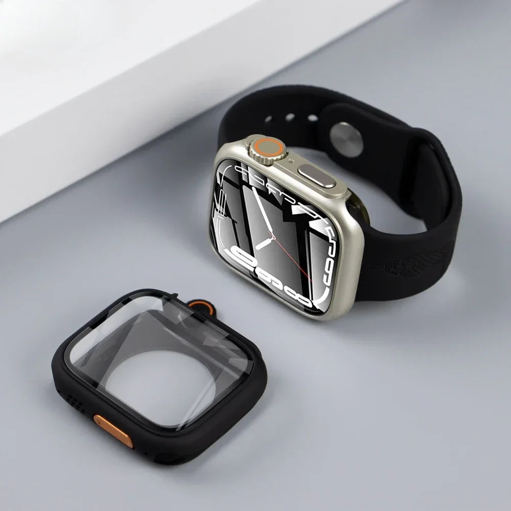Apple Watch Series 9 8 7 SE Hard Case & Screen Protector 44 45mm Smartwatch Case Qme