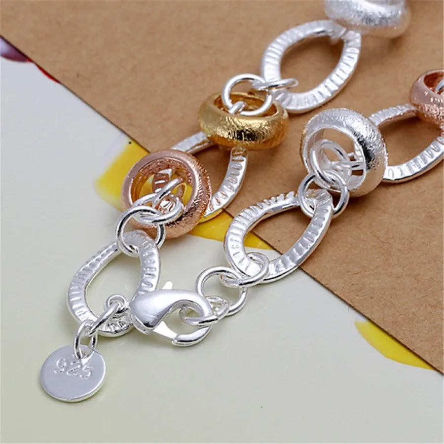 925 Sterling Silver Heart Clover Flower Bracelet – 8 Inch Silver Bracelet Qme