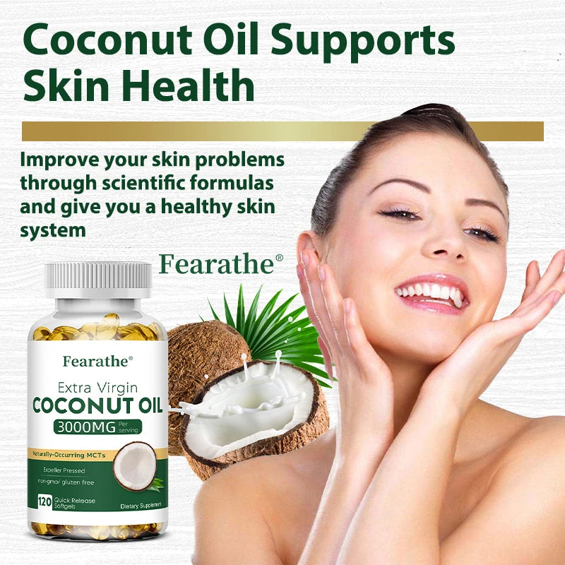 Extra Virgin Coconut Oil 3000mg Softgels | Non-GMO Supplement Coconut Oil Supplement Qst