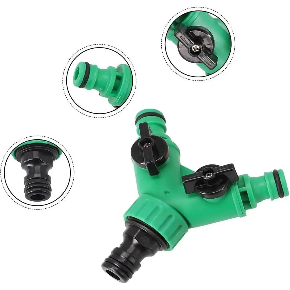 2-Way Garden Hose Splitter Connector with Shut-Off Valves Hose Splitter Connector Qme