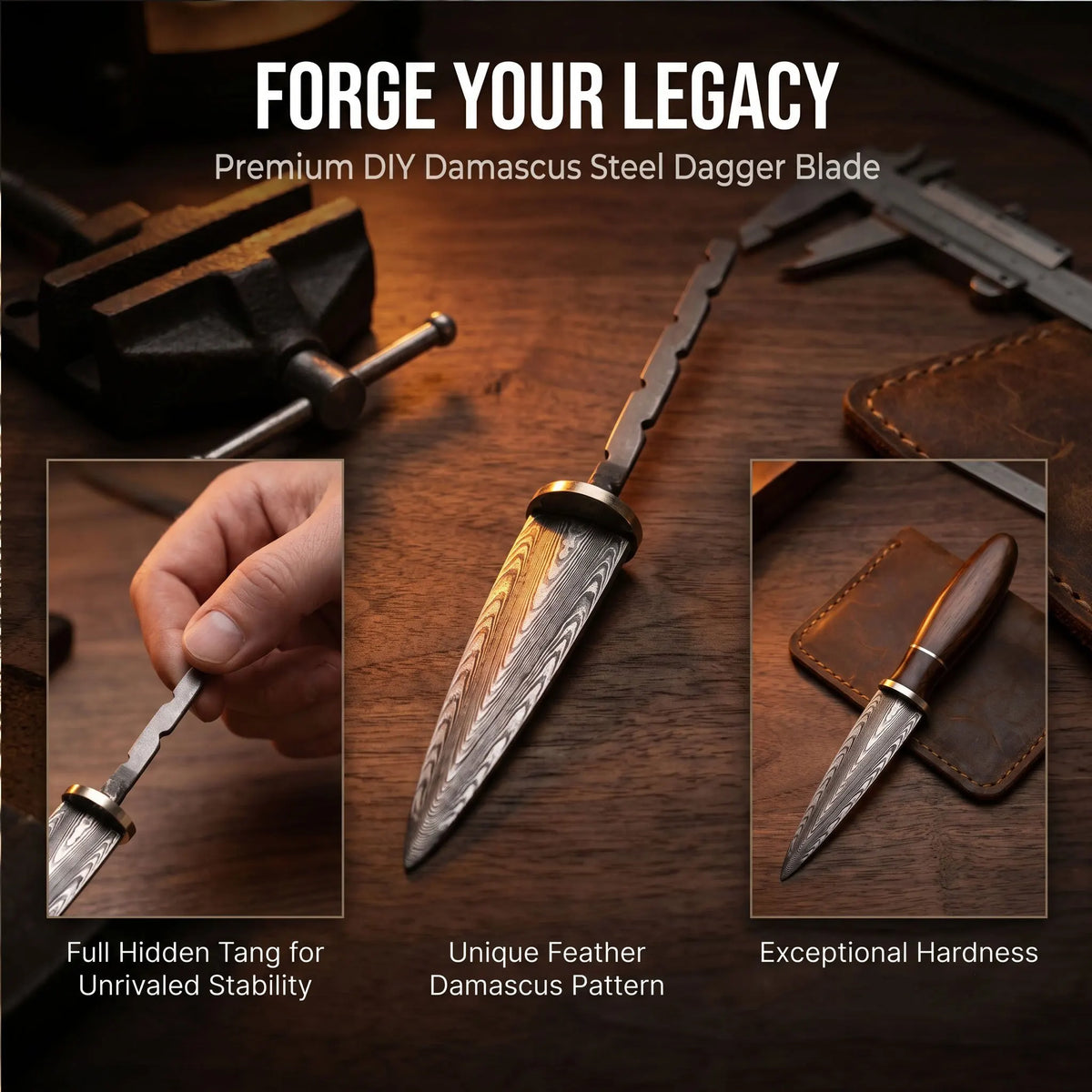 Damascus Steel Tea Knife Blank – DIY Pu'er Tea Needle Tool Tea Knife Blank Qst