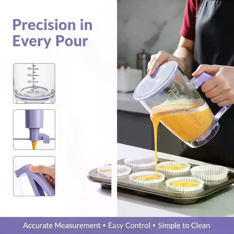 Silicone Batter Dispenser with Measuring Scale | Pancake Tool Batter Dispenser Qme