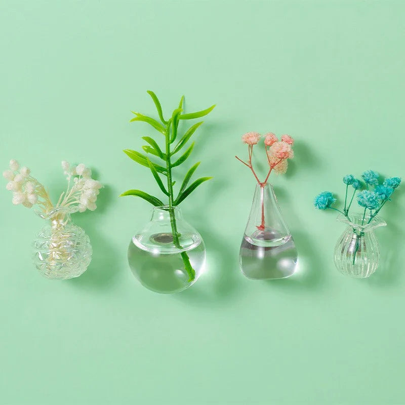 Mini Glass Vase Fridge Magnet with DIY Porcelain Flowers Decorative Fridge Magnet Qme