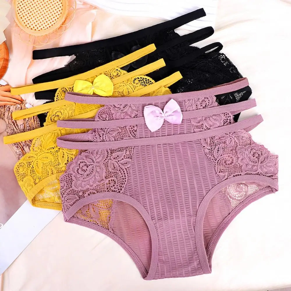 Women's Floral Lace Mesh Hollow Out Panties Lingerie Lace Panties Qme