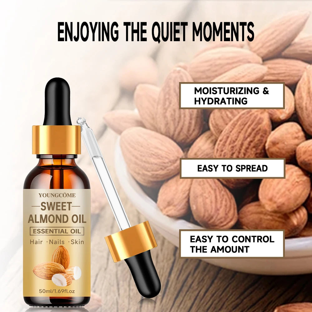 YOUNGCOME Sweet Almond Oil – Hair, Face & Body Moisturizer Facial & Hair Oil Qst