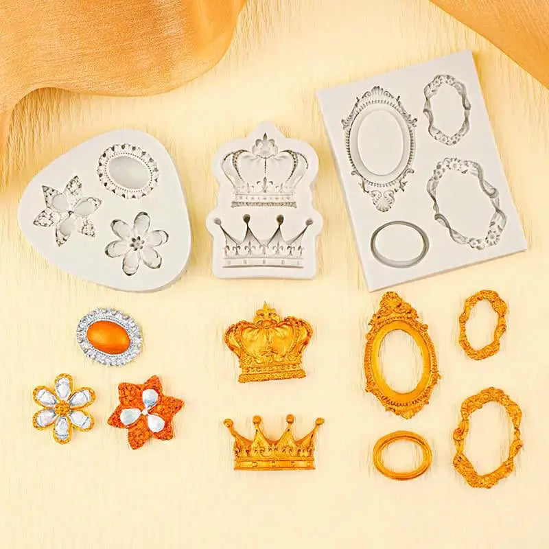 Silicone Fondant Mold – Crown, Mirror & Photo Frame Designs Silicone Baking Mold Qst
