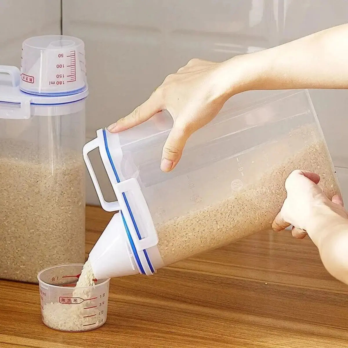 Rice & Grain Food Storage Canister with Measuring Cup Food Storage Canister Qme