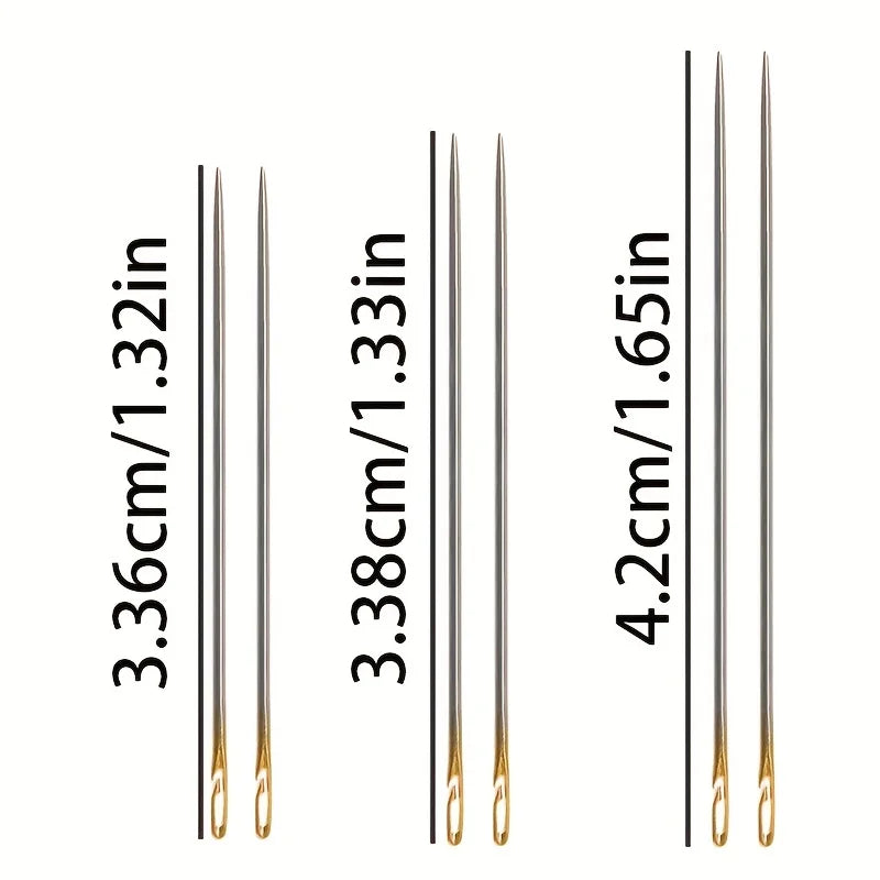 Self-Threading Hand Sewing Needles Set of 12 – Stainless Steel Self-Threading Needles Qme
