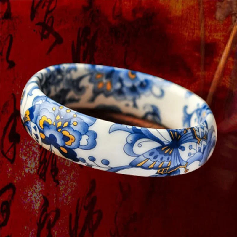 Blue & White Porcelain Bangle – Jingdezhen Ceramic Bracelet Ceramic Bangle Bracelet Qme 5-thick-1.7cm 58-60mm