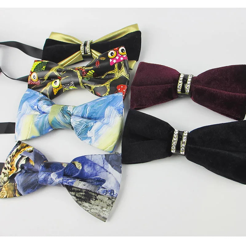 Tuxedo Bow Tie – Rhinestone, Velvet, Leather & Wood Styles Formal Bow Tie Qme