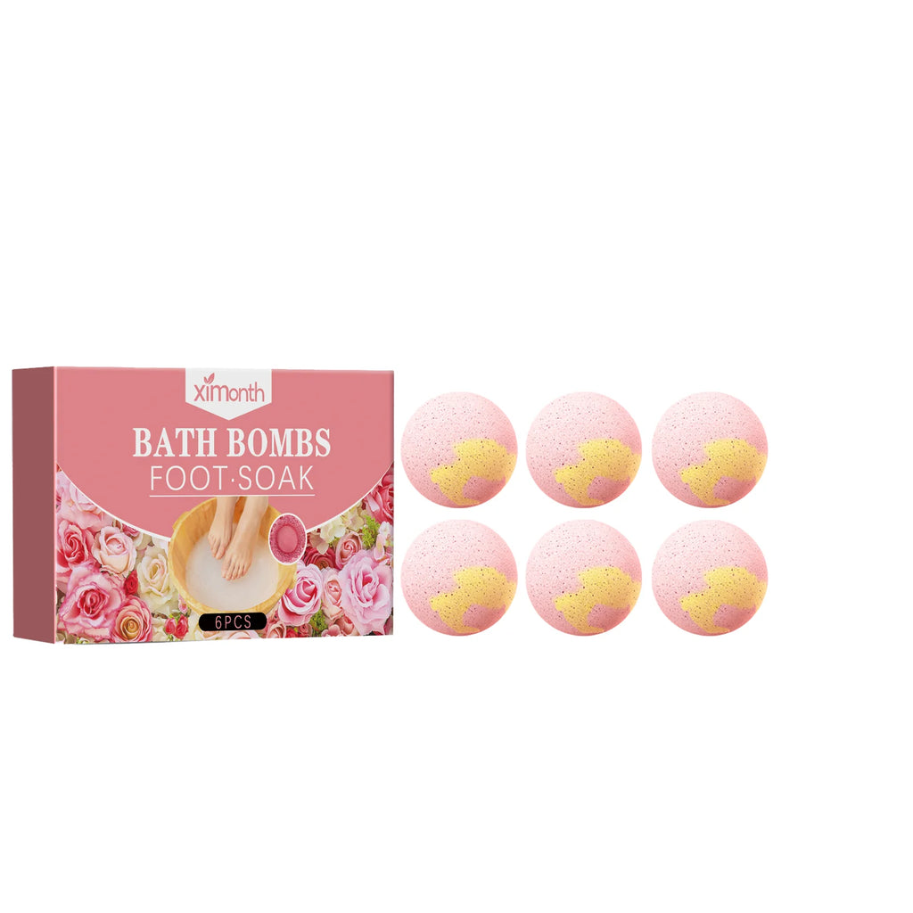 Rose Fizzy Foot Soak Balls – Exfoliating Moisturizing Spa Set 6pc Foot Soak Bath Balls Qst 1 BOX