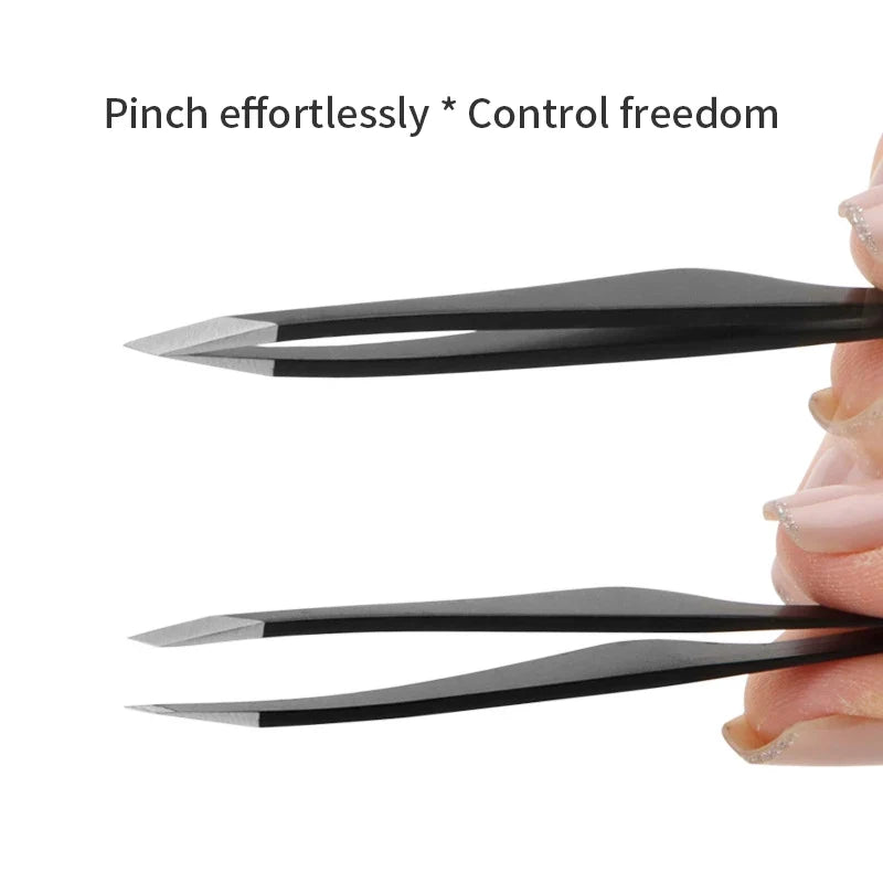 Stainless Steel Eyebrow Tweezers – Slant, Point & Flat Tip Eyebrow Tweezers Qme