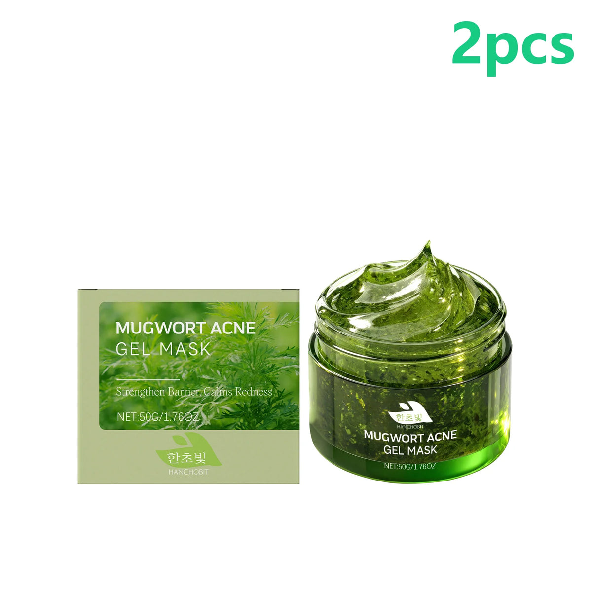 Hanchobit Mugwort Gel Face Mask – Hydrating & Pore Cleansing Gel Face Mask Qst 2pcs