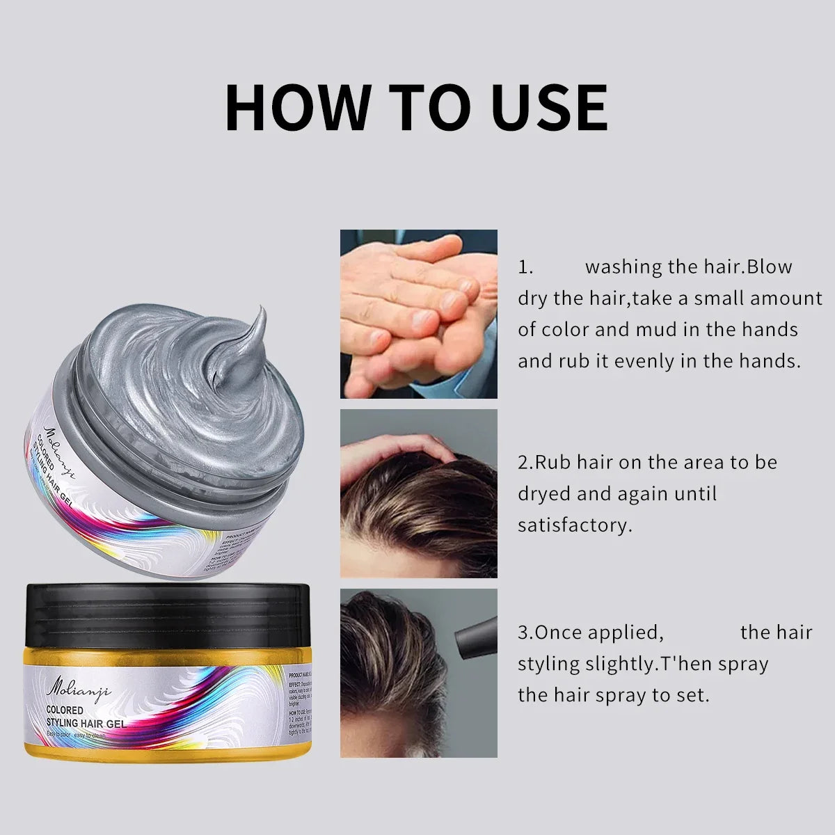 Hair Dye Styling Wax – Long-Lasting, 9 Color Options Hair Dye Wax Qme