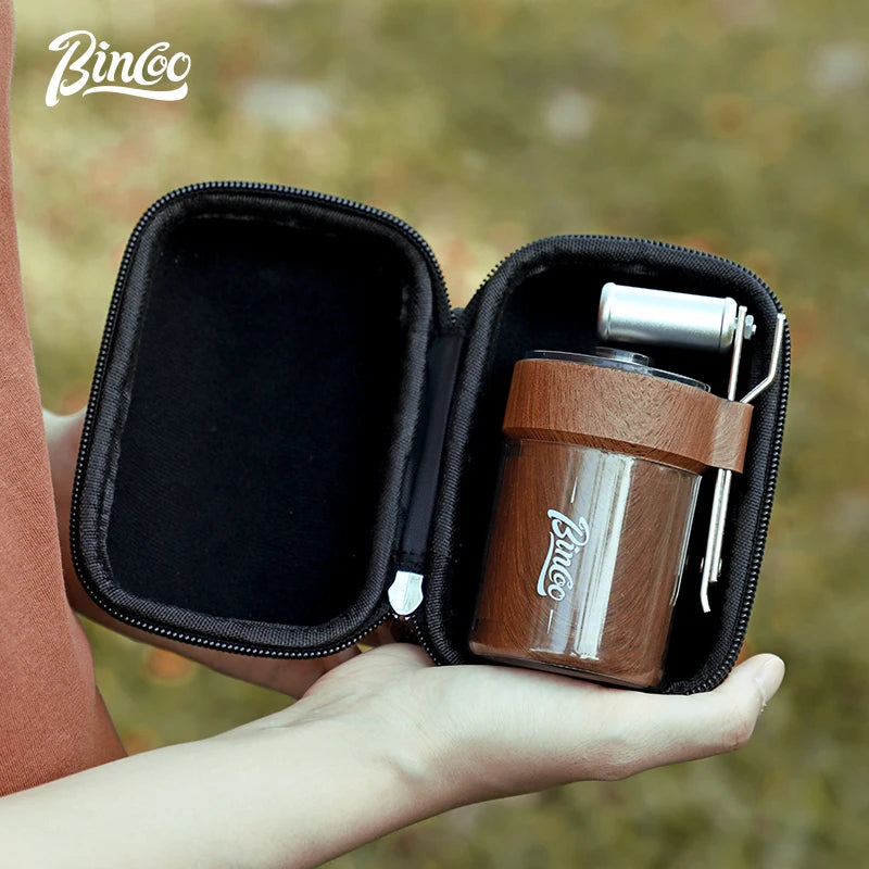 Portable Wood Grain Hand Coffee Grinder – Stainless Steel Manual Coffee Grinder Qst