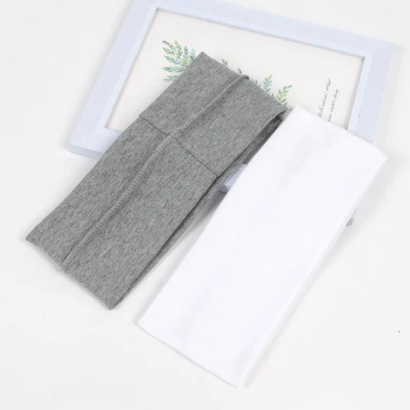 Unisex Solid Cotton Sports Yoga Headband – Moisture-Wicking Sports Headband Qme