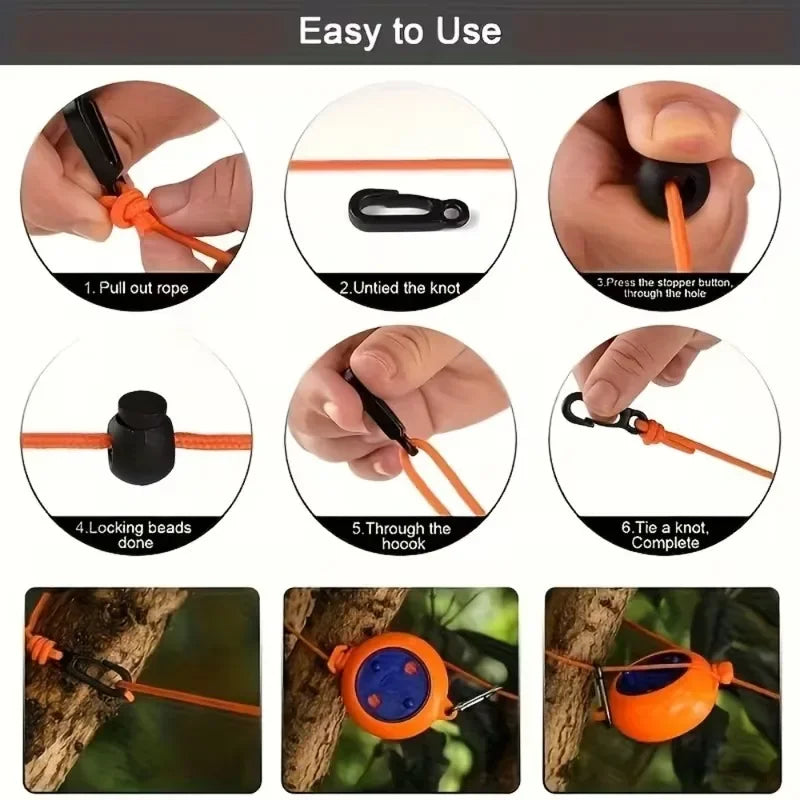 33ft Portable Travel Clothesline with Adjustable Clips Portable Clothesline Qme