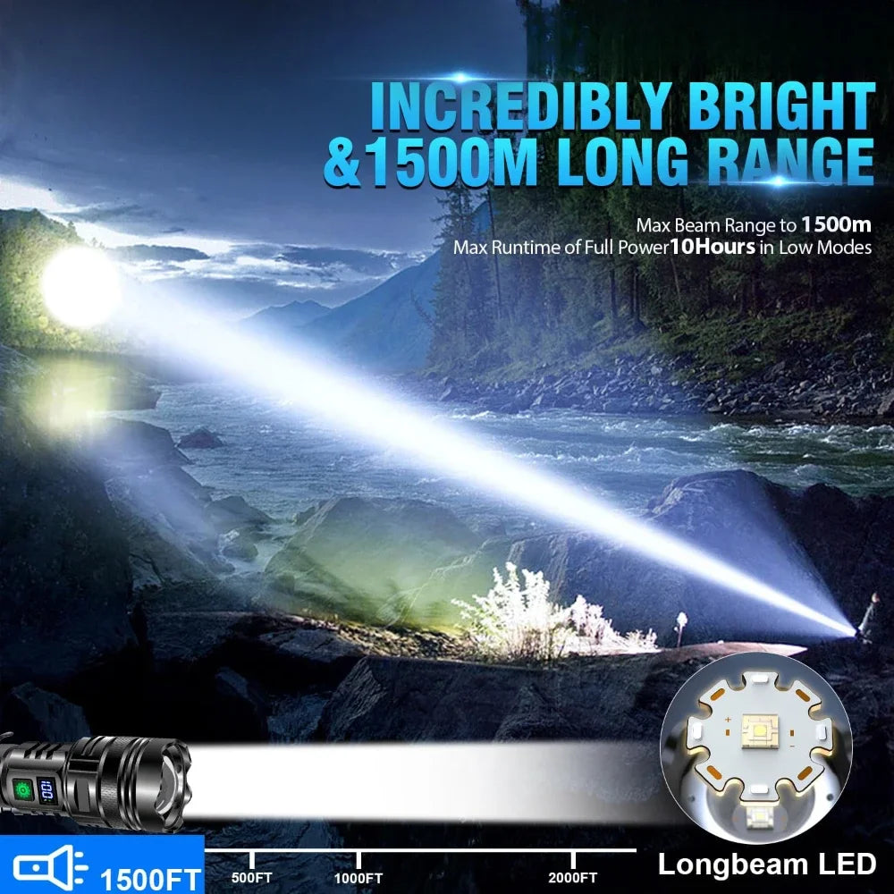 Super Bright Rechargeable LED Tactical Flashlight 500m Beam Tactical Flashlight Qst