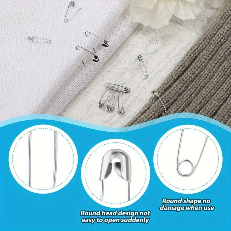 260-Piece Assorted Safety Pins Set – Large & Small Sewing Pins Sewing Safety Pins Qme