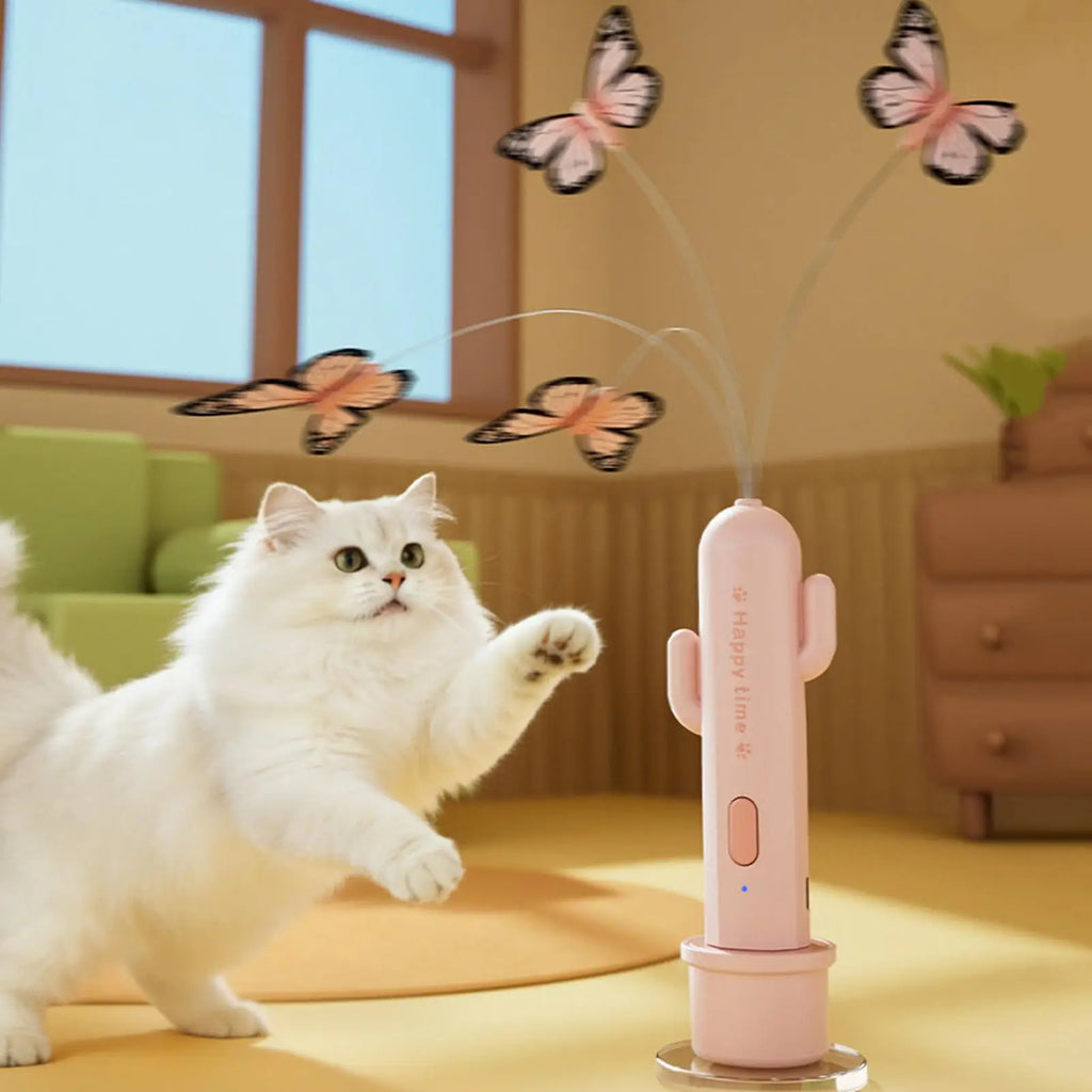 Rechargeable Electric Cat Self-Play Toy Stick & Suction Cup Interactive Cat Toy Qme
