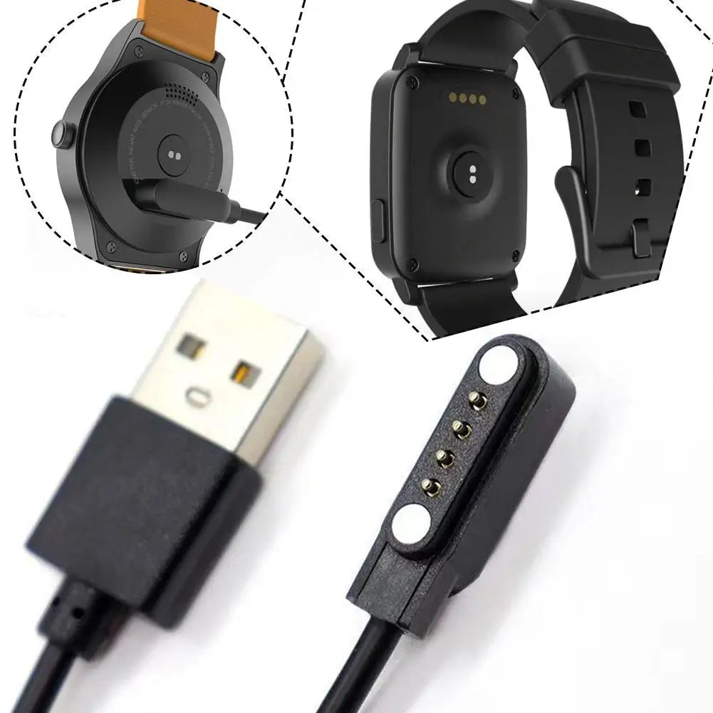 4-Pin Magnetic Smart Watch Charging Cable – Universal Fit Smartwatch Charging Cable Qme