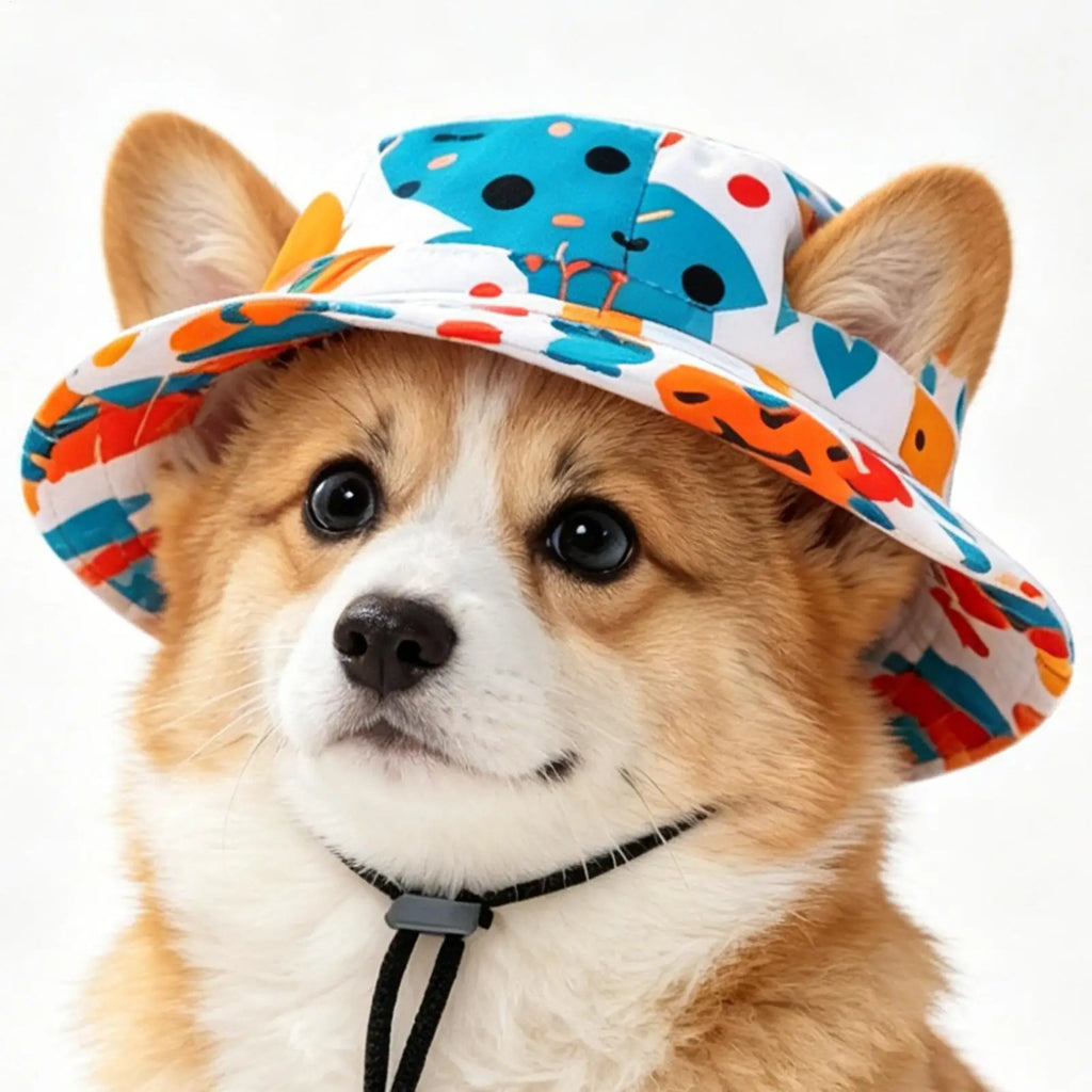 Pet Sun Hat Round Brim with Ear Holes for Cats & Dogs Pet Sun Hat Qme