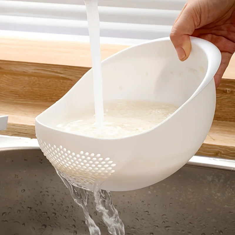 Rice Washing Drain Basket – Plastic Colander & Sieve | Qme Kitchen Colander Sieve Qme white