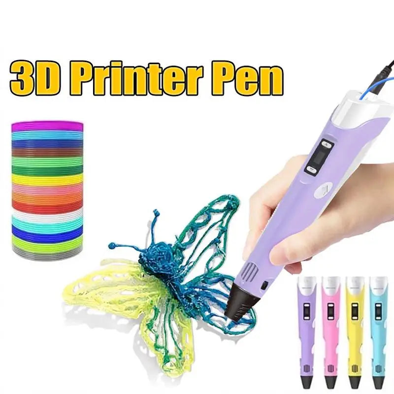 3D Printing Pen Digital Display – Doodles, Art & Crafts USB 3D Doodle Pen Qme