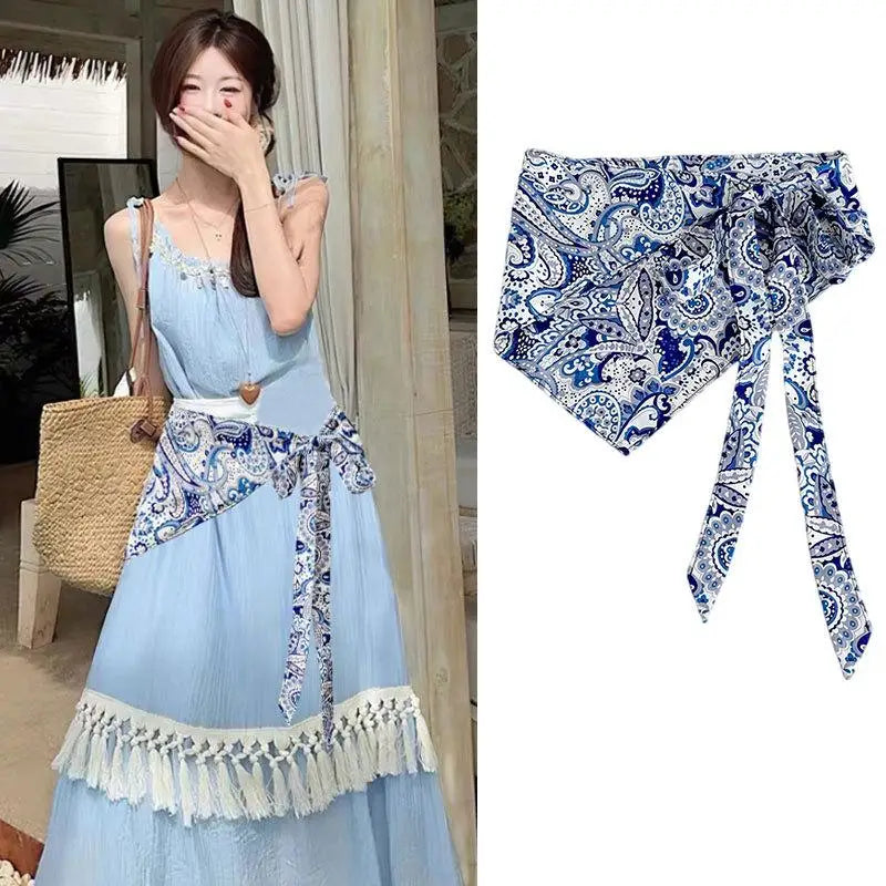 Vintage Ethnic Cashew Flower Scarf Waist Belt for Women Women's Waist Belt Qst A2