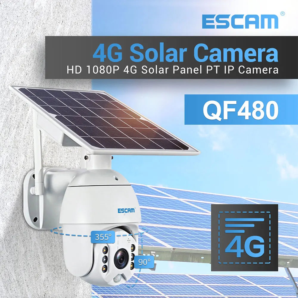 ESCAM QF480 1080P Solar PTZ Security Camera | PIR & Cloud Solar PTZ Security Camera Qme South America