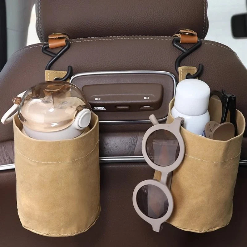 Car Trash Can & Umbrella Storage Bin – Foldable Seat Back Bag Car Organizer Bag Qme