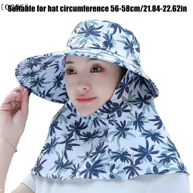 Women's UV Protection Sun Hat with Removable Shawl | Outdoor UV Sun Hat Qst