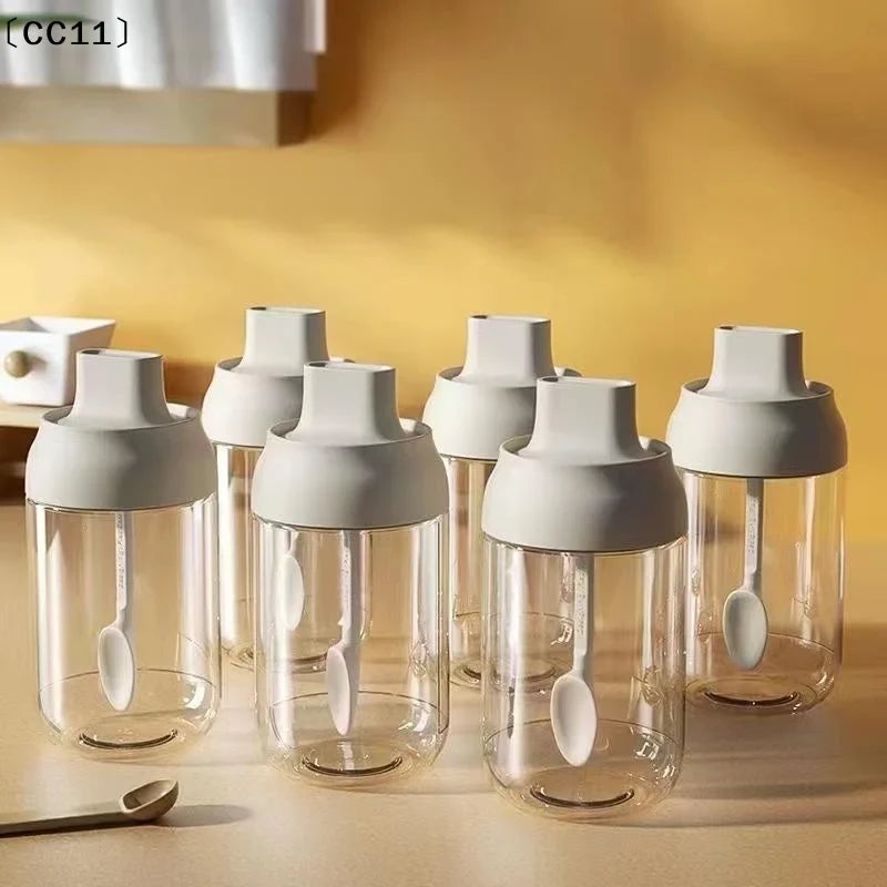 Glass Salt Shaker Pepper Jar & Oil Bottle Set – Moisture-Proof Lid Seasoning Bottle Set Qme