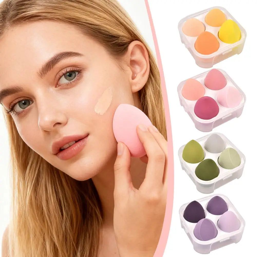 Beauty Egg Makeup Sponge 4-Pc Set with Storage Box | Qme Makeup Sponge Set Qme