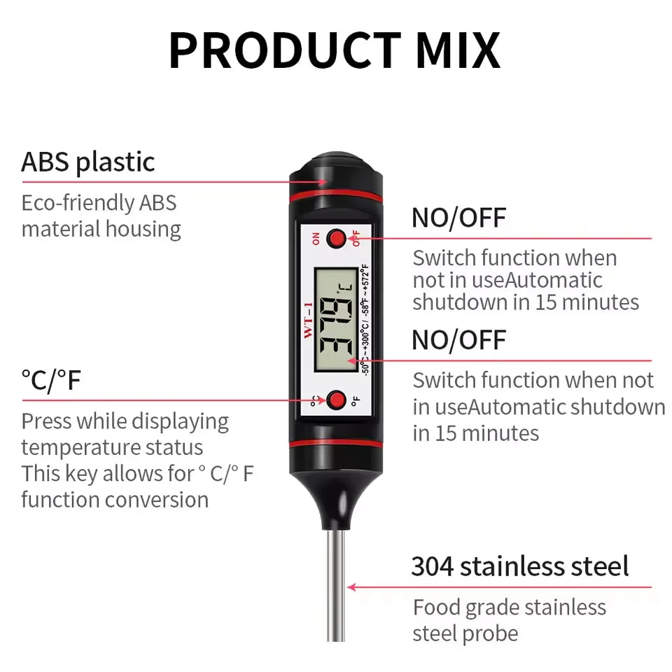 Digital Food Thermometer Probe -50–300°C BBQ Kitchen Kitchen Thermometer Qst