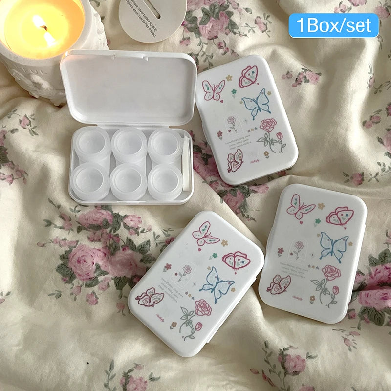 Sweet Butterfly Contact Lens Case – Portable Travel Kit Contact Lens Case Qst White