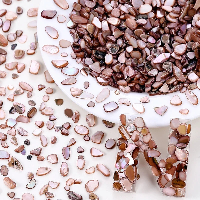 Natural Pearl Crushed Seashell Slices – Nail Art & DIY Crafts Nail Art Shell Particles Qme Brown