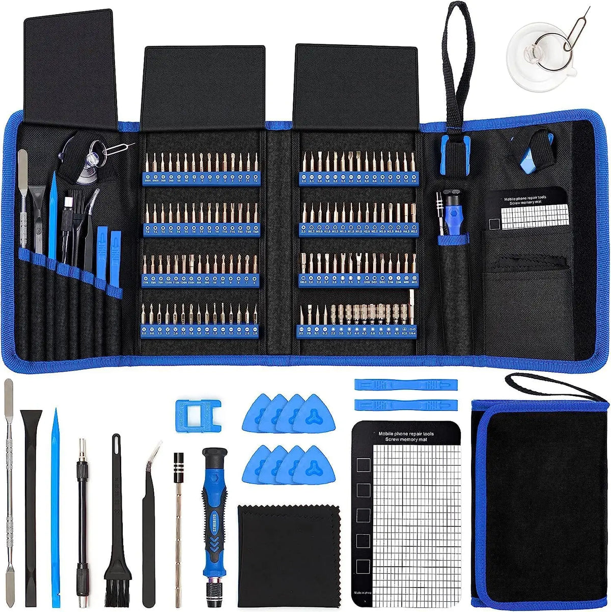 142-Piece Precision Screwdriver Set with 120 Magnetic Bits Precision Screwdriver Set Qme Blue