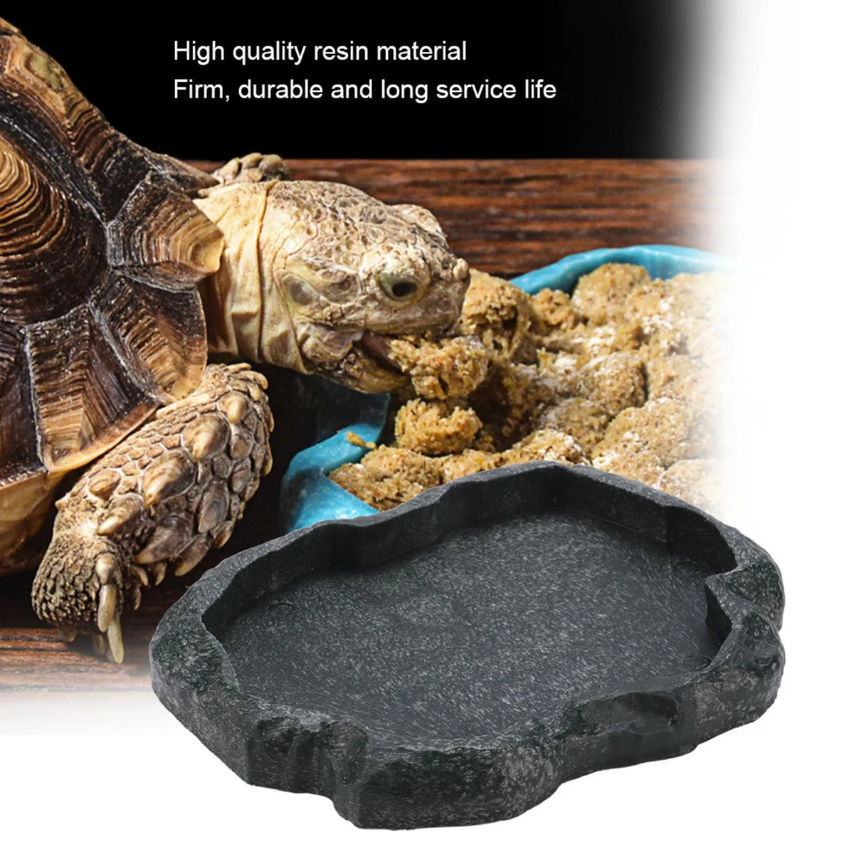 Tortoise Turtle ABS Resin Rock Feeder Food Water Dish Bowl Reptile Feeder Dish Qme