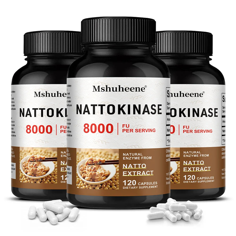 Nattokinase 400mg Capsules – Daily Cardiovascular Enzyme Supplement Enzyme Supplement Qst 120 count-3 bottle
