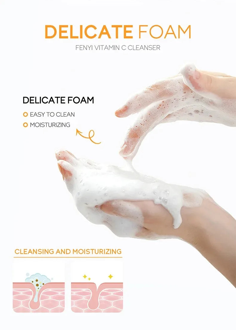 REAROYA Vitamin C Foam Face Wash – Brightening Deep Cleanser Facial Cleanser Qst