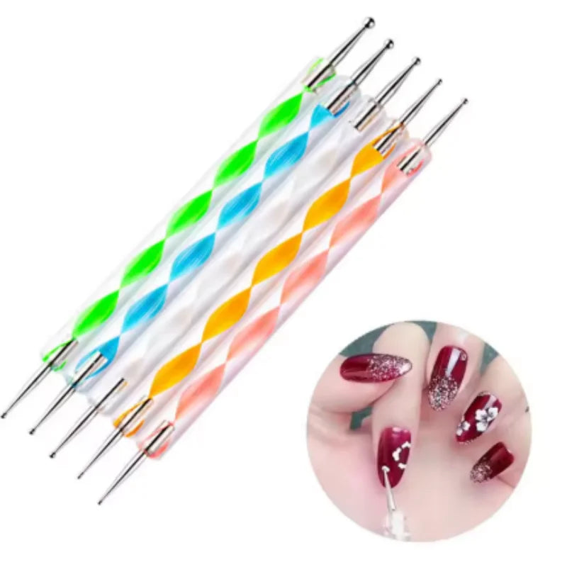Nail Dotting Pens Set | Rotatable DIY Nail Art Tools 5–10 Pc Nail Art Dotting Set Qme
