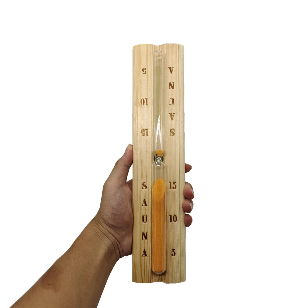 Wooden Sauna Hourglass Sand Timer – 15 Minute Countdown Sauna Sand Timer Qst