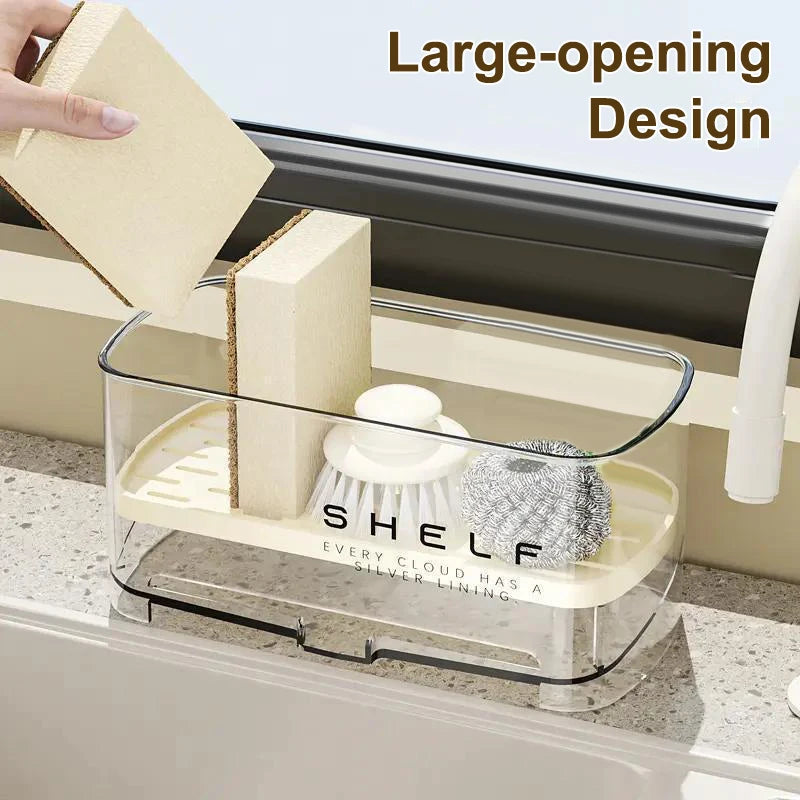 Wall-Mounted Sink Organizer Rack with Drain – Kitchen Storage Sink Organizer Rack Qst