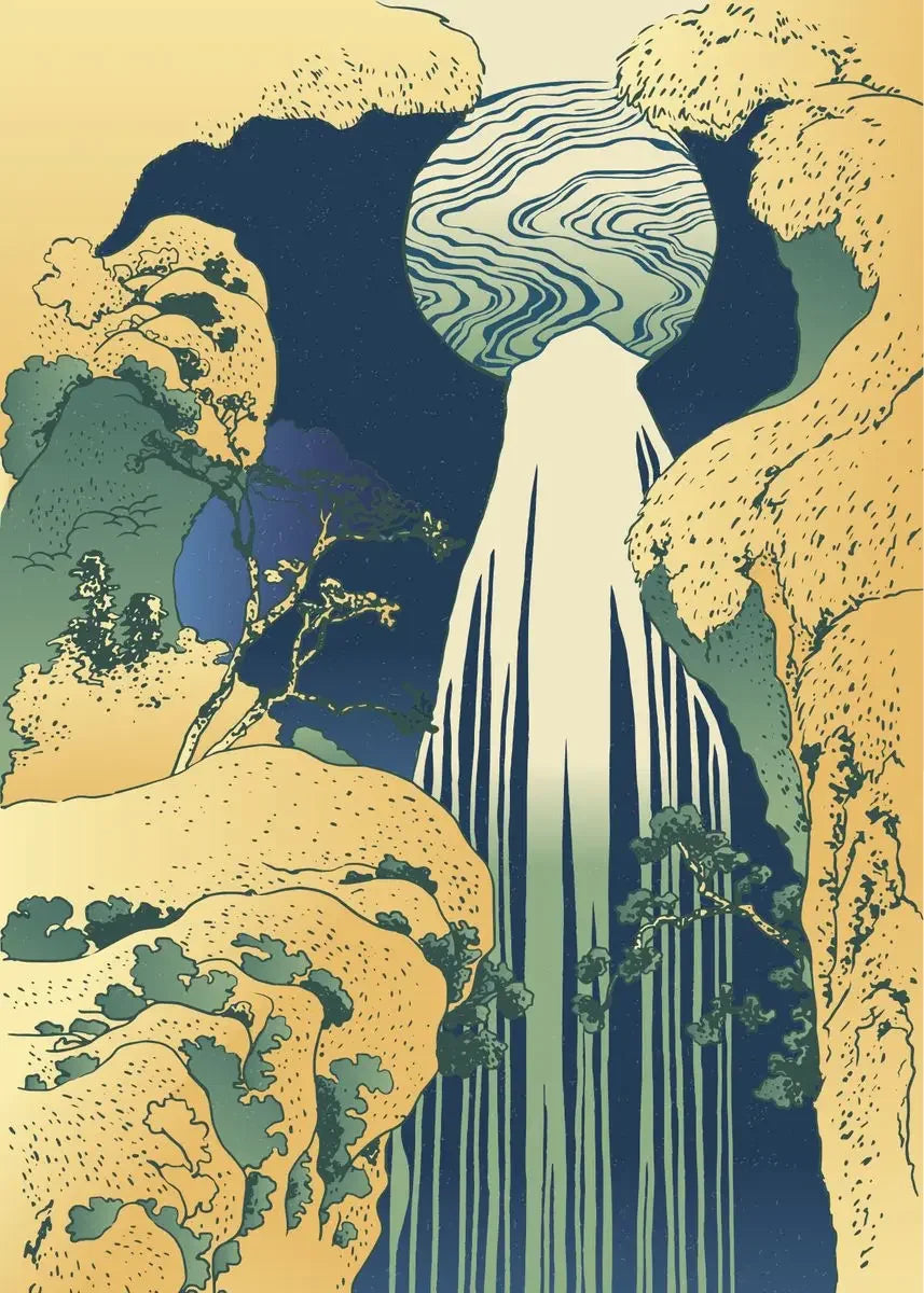Hokusai Ukiyo-e Japanese Waterfall Canvas Print | Vintage Wall Art Canvas Wall Art Qst