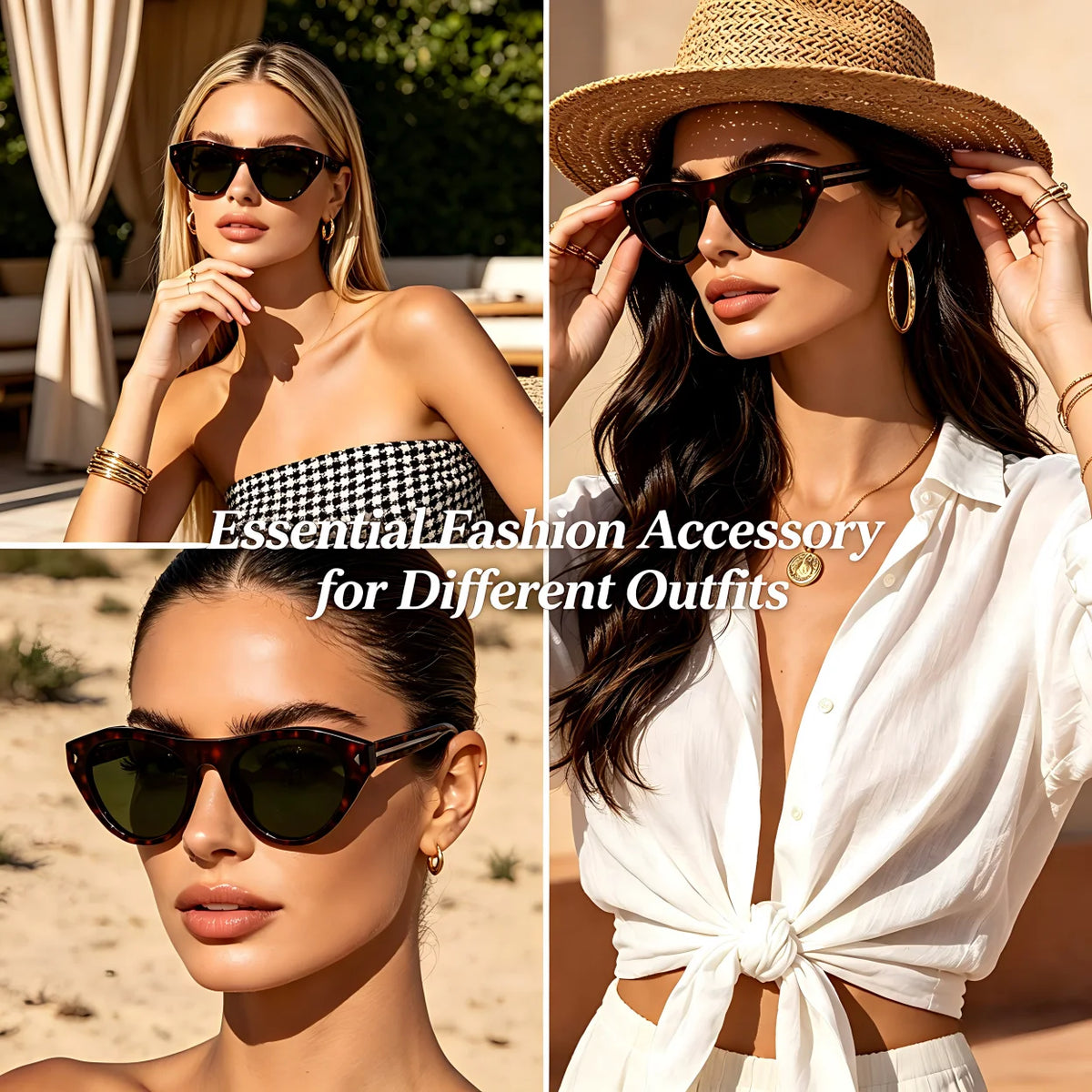 Retro Oval Cat Eye Sunglasses Women UV400 – VOPHA S14 Cat Eye Sunglasses Qst