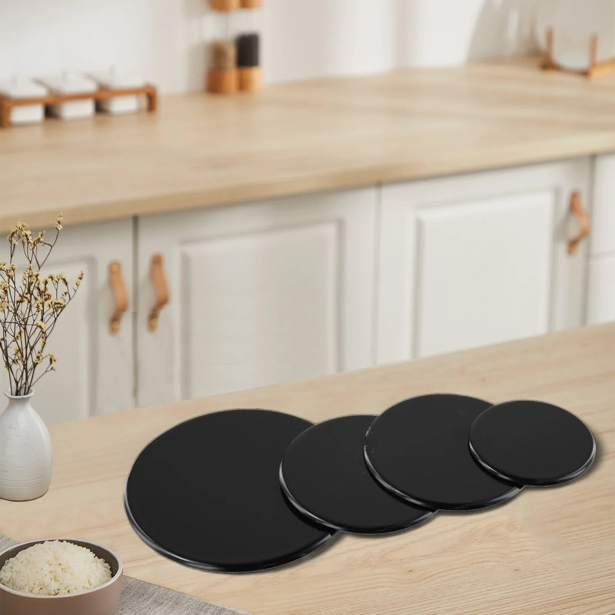Gas Burner Cap Covers Non-Stick BBQ Grill Mat 4 Pcs Burner Cap Cover Qme
