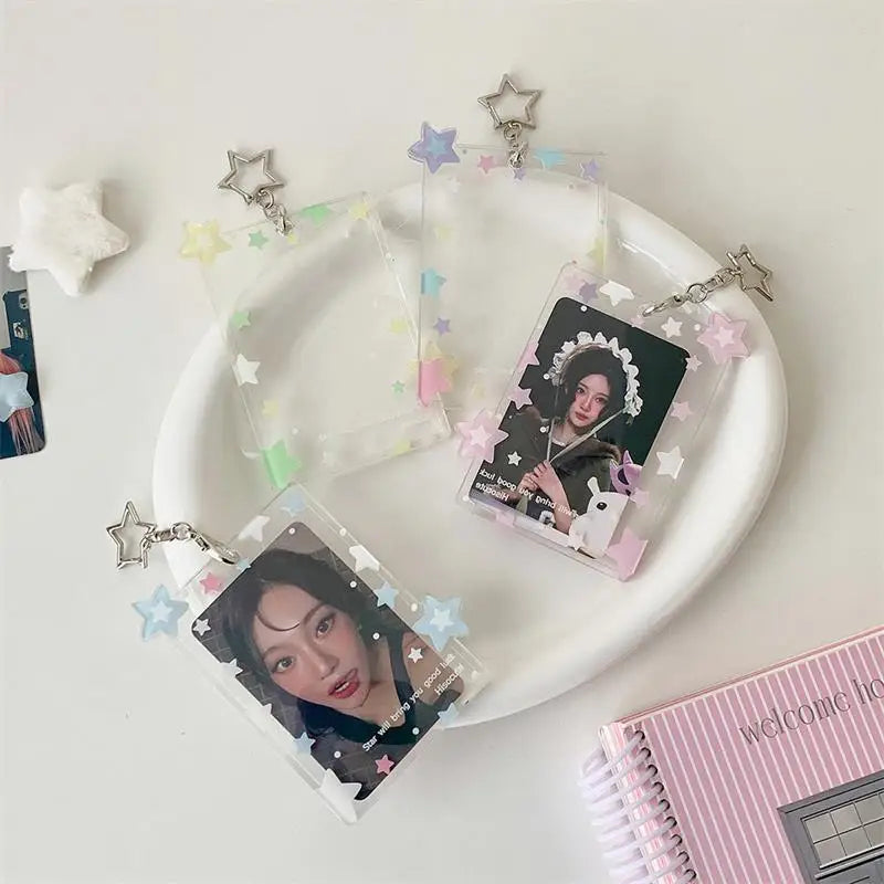 Colorful Star Acrylic Photocard Holder Pendant & Organizer Photocard Holder Pendant Qme